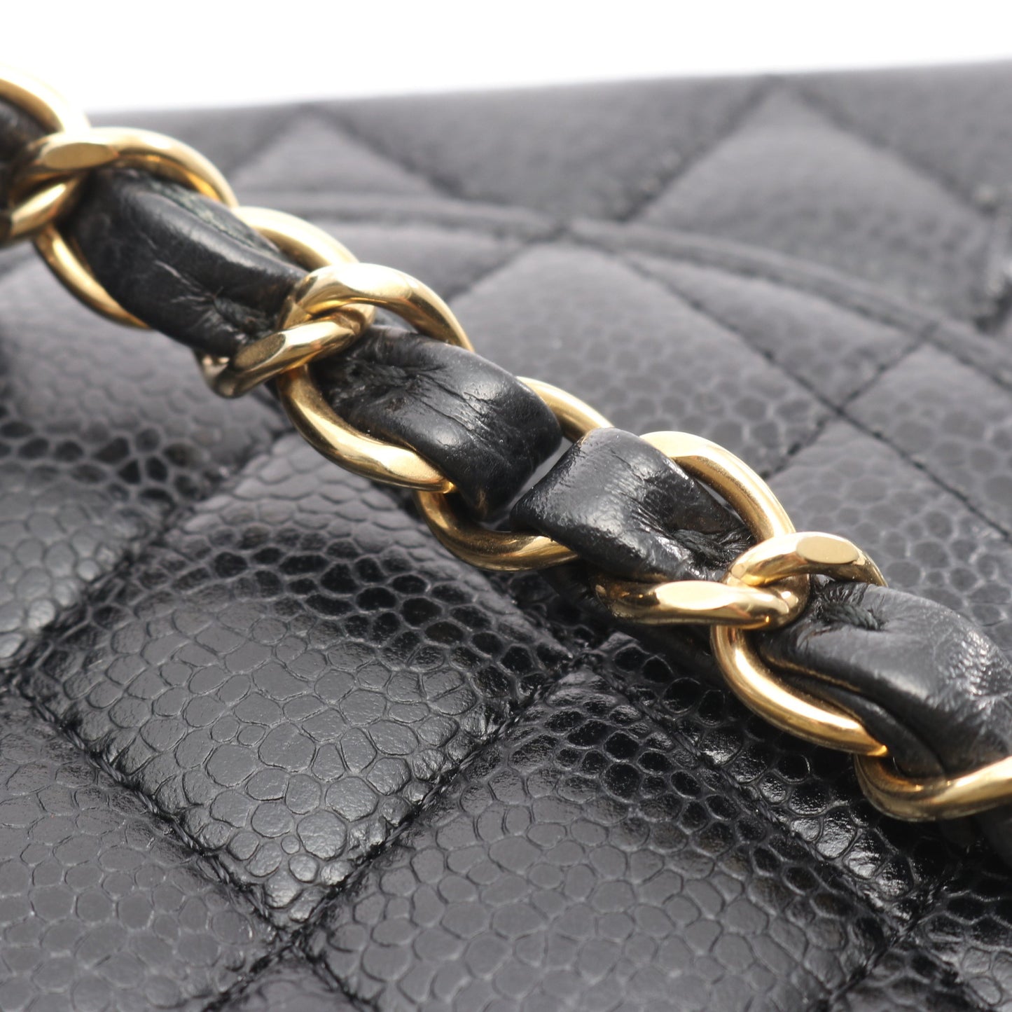マトラッセ Wフラップ Wチェーンショルダーバッグ キャビアスキン ブラック ゴールド金具 シャネル バッグ CHANEL