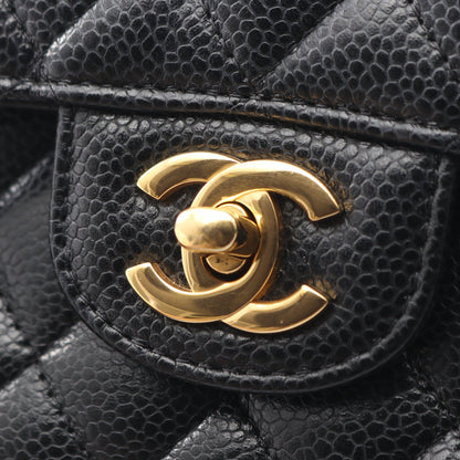 マトラッセ Wフラップ Wチェーンショルダーバッグ キャビアスキン ブラック ゴールド金具 シャネル バッグ CHANEL