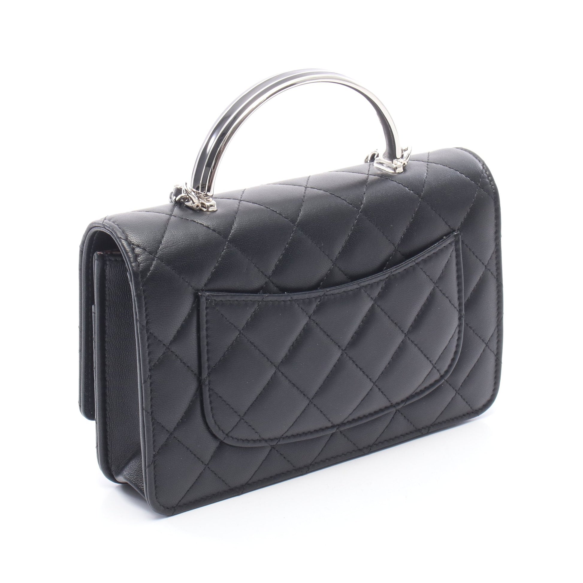 マトラッセ トップハンドル 2WAY チェーンウォレット ラムスキン ブラック シルバー金具 シャネル バッグ CHANEL