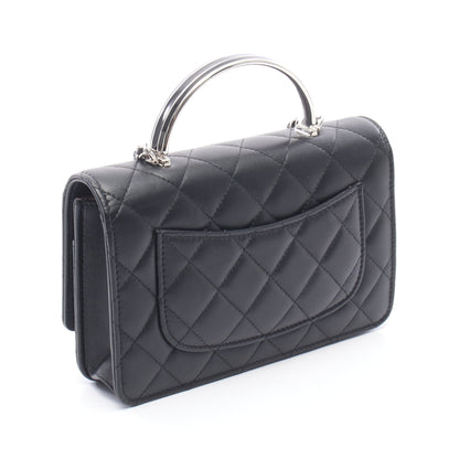 マトラッセ トップハンドル 2WAY チェーンウォレット ラムスキン ブラック シルバー金具 シャネル バッグ CHANEL