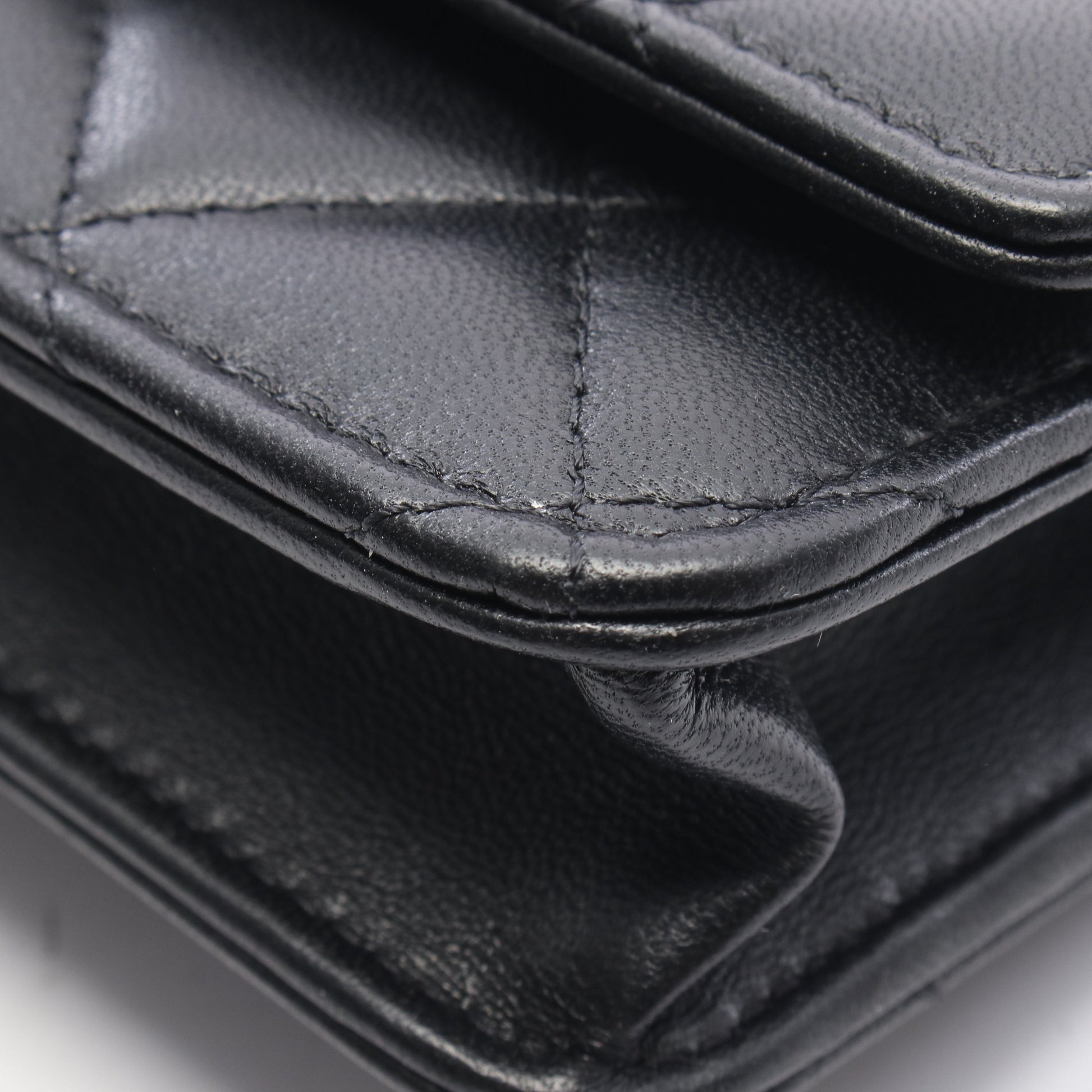 マトラッセ トップハンドル 2WAY チェーンウォレット ラムスキン ブラック シルバー金具 シャネル バッグ CHANEL
