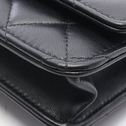 マトラッセ トップハンドル 2WAY チェーンウォレット ラムスキン ブラック シルバー金具 シャネル バッグ CHANEL