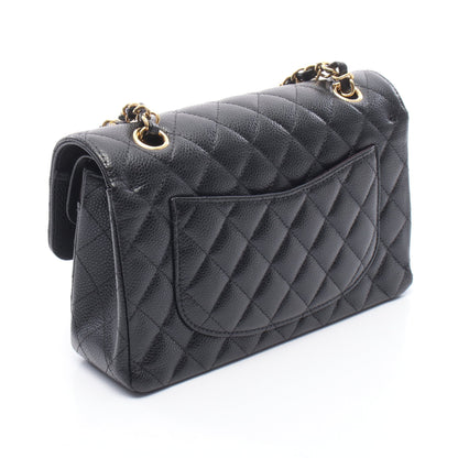 マトラッセ Wフラップ Wチェーンショルダーバッグ キャビアスキン ブラック ゴールド金具 シャネル バッグ CHANEL