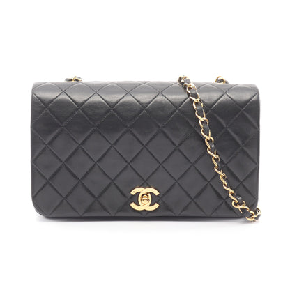 マトラッセ フルフラップ チェーンショルダーバッグ ラムスキン ブラック ゴールド金具 シャネル バッグ CHANEL