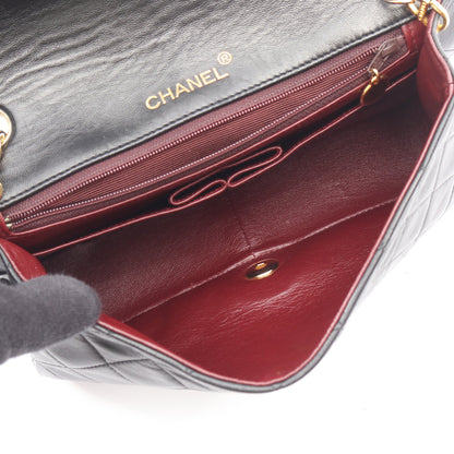 マトラッセ フルフラップ チェーンショルダーバッグ ラムスキン ブラック ゴールド金具 シャネル バッグ CHANEL