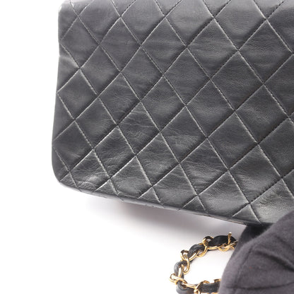 マトラッセ フルフラップ チェーンショルダーバッグ ラムスキン ブラック ゴールド金具 シャネル バッグ CHANEL