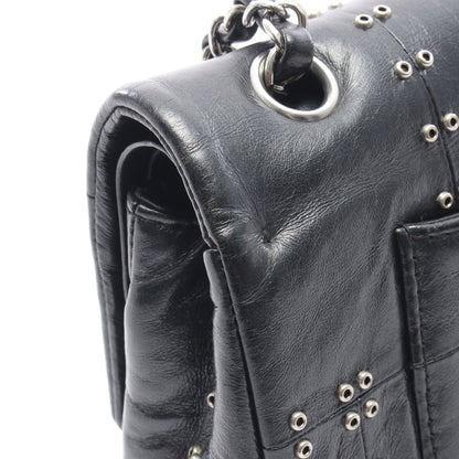マトラッセ Wフラップ Wチェーンショルダーバッグ レザー ブラック シルバー金具 シャネル バッグ CHANEL