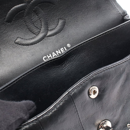 マトラッセ Wフラップ Wチェーンショルダーバッグ レザー ブラック シルバー金具 シャネル バッグ CHANEL