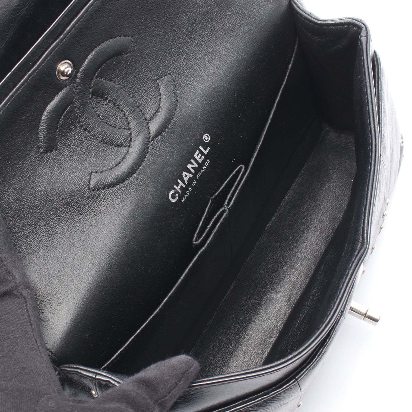 マトラッセ Wフラップ Wチェーンショルダーバッグ レザー ブラック シルバー金具 シャネル バッグ CHANEL