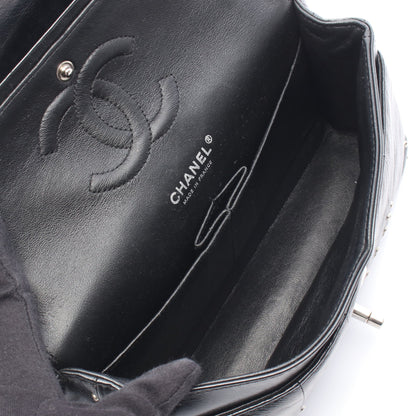 マトラッセ Wフラップ Wチェーンショルダーバッグ レザー ブラック シルバー金具 シャネル バッグ CHANEL