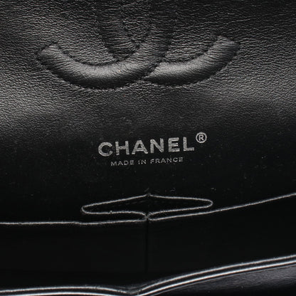 マトラッセ Wフラップ Wチェーンショルダーバッグ レザー ブラック シルバー金具 シャネル バッグ CHANEL