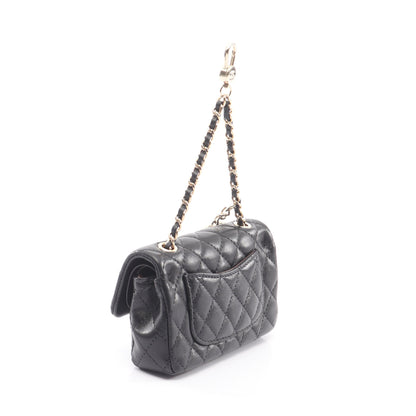 マトラッセ クラシック ミニバッグ バッグチャーム ラムスキン ブラック ゴールド金具 シャネル 財布・小物 CHANEL