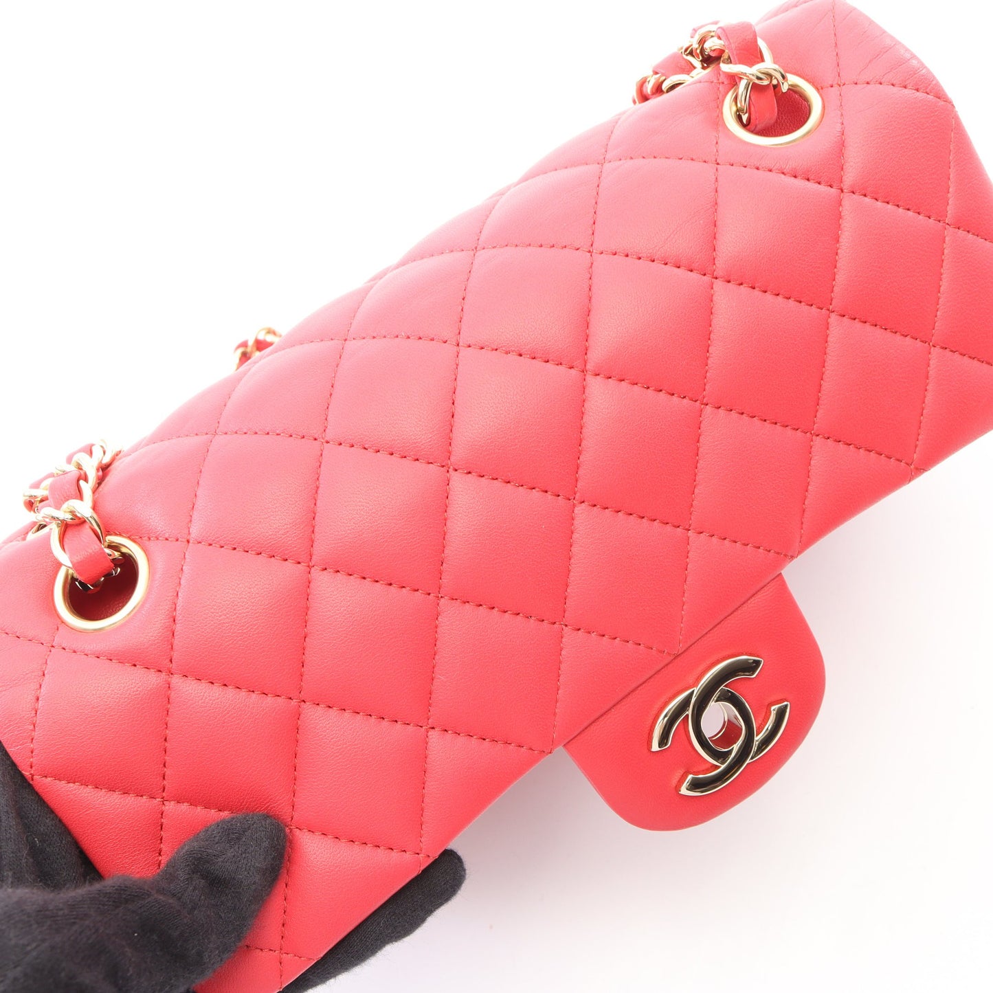 マトラッセ Wフラップ Wチェーンショルダーバッグ ラムスキン ピンク ゴールド金具 シャネル バッグ CHANEL