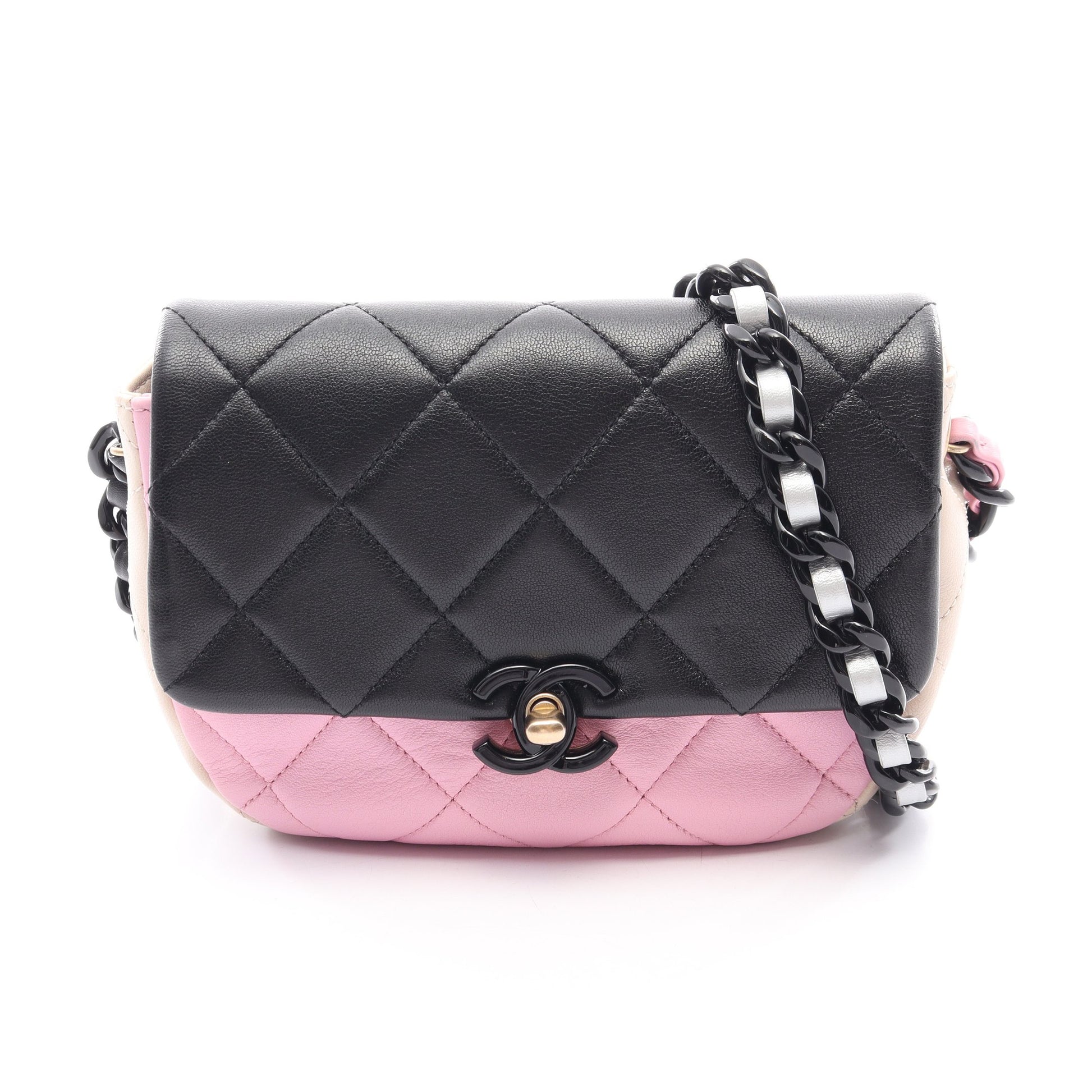ミニマトラッセ チェーンショルダーバッグ ラムスキン ブラック ピンク ベージュ ゴールド金具 シャネル バッグ CHANEL