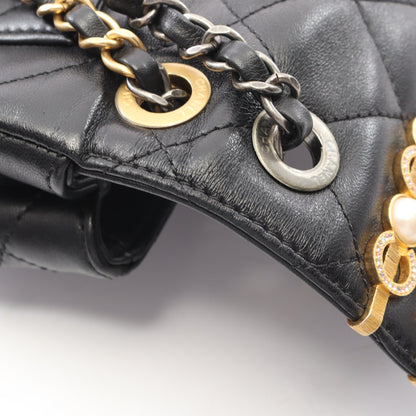 マトラッセ コンビ金具 Wチェーンショルダーバッグ ラムスキン ブラック シャネル バッグ CHANEL
