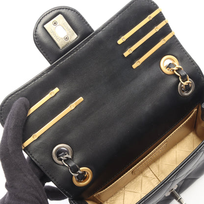 マトラッセ コンビ金具 Wチェーンショルダーバッグ ラムスキン ブラック シャネル バッグ CHANEL