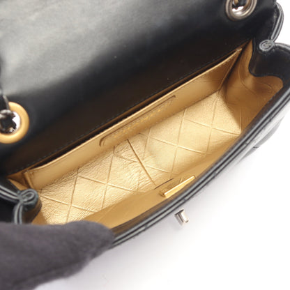 マトラッセ コンビ金具 Wチェーンショルダーバッグ ラムスキン ブラック シャネル バッグ CHANEL