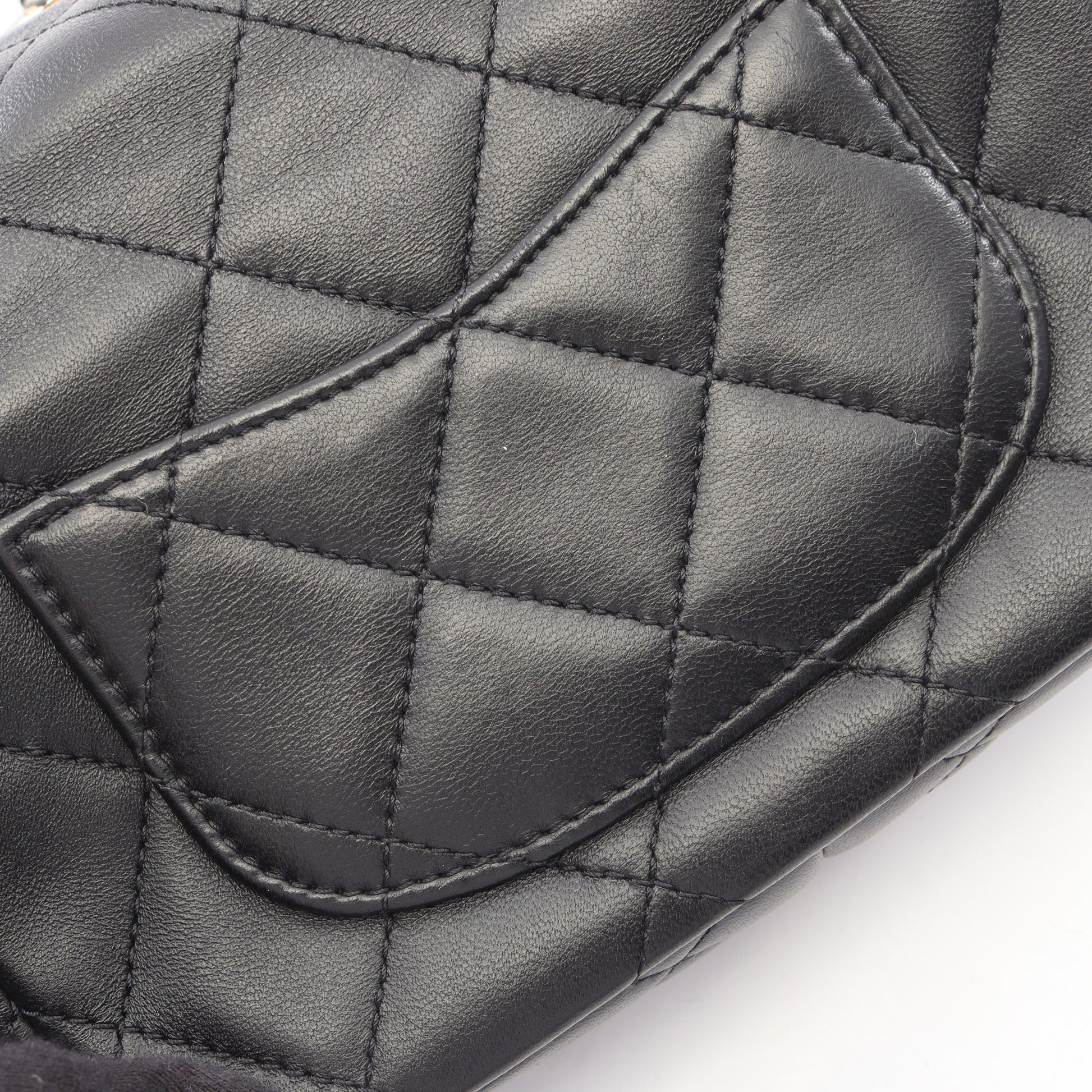 マトラッセ コンビ金具 Wチェーンショルダーバッグ ラムスキン ブラック シャネル バッグ CHANEL