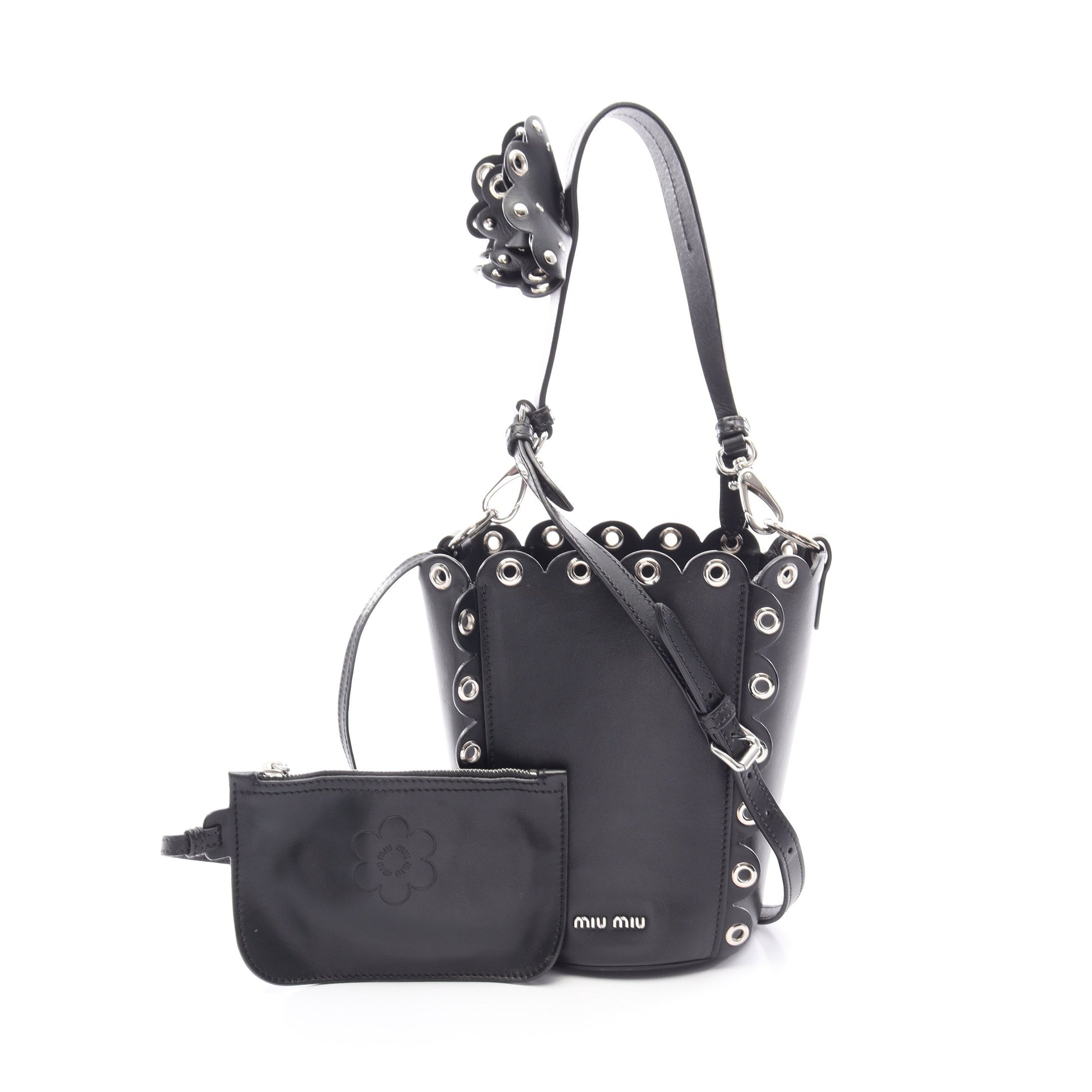 バケットバッグ 2WAY ハンドバッグ レザー ブラック ミュウミュウ バッグ miu miu