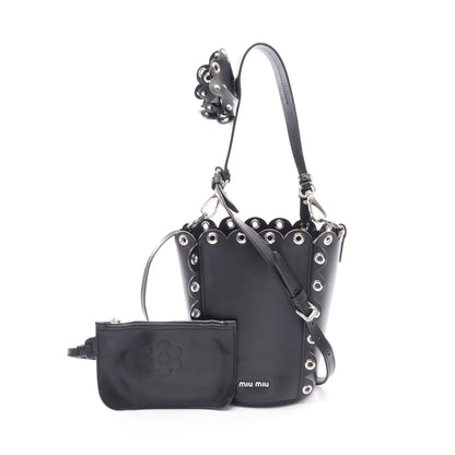 バケットバッグ 2WAY ハンドバッグ レザー ブラック ミュウミュウ バッグ miu miu