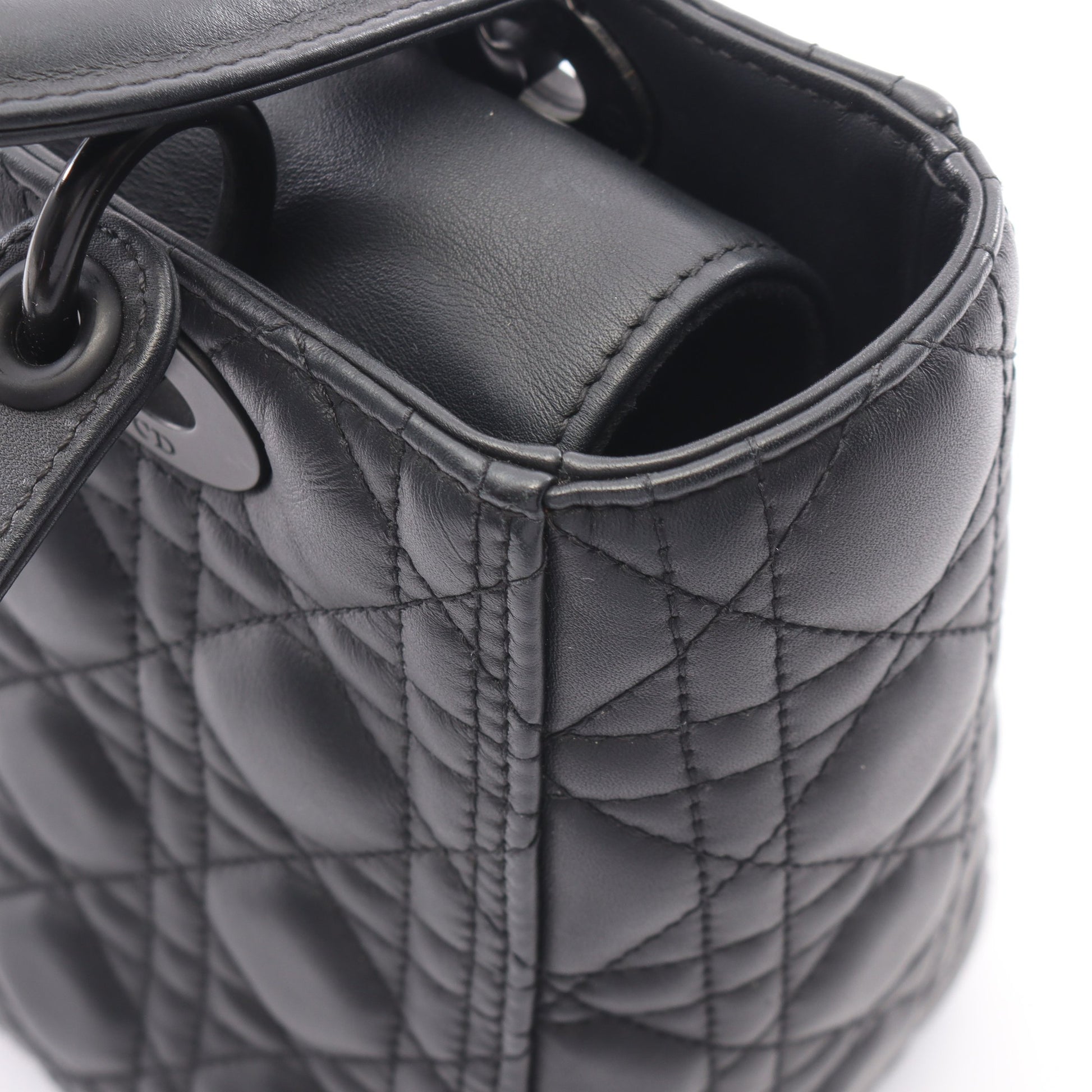 LADY DIOR レディディオール カナージュ 2WAY ハンドバッグ レザー ブラック クリスチャンディオール バッグ Christian Dior