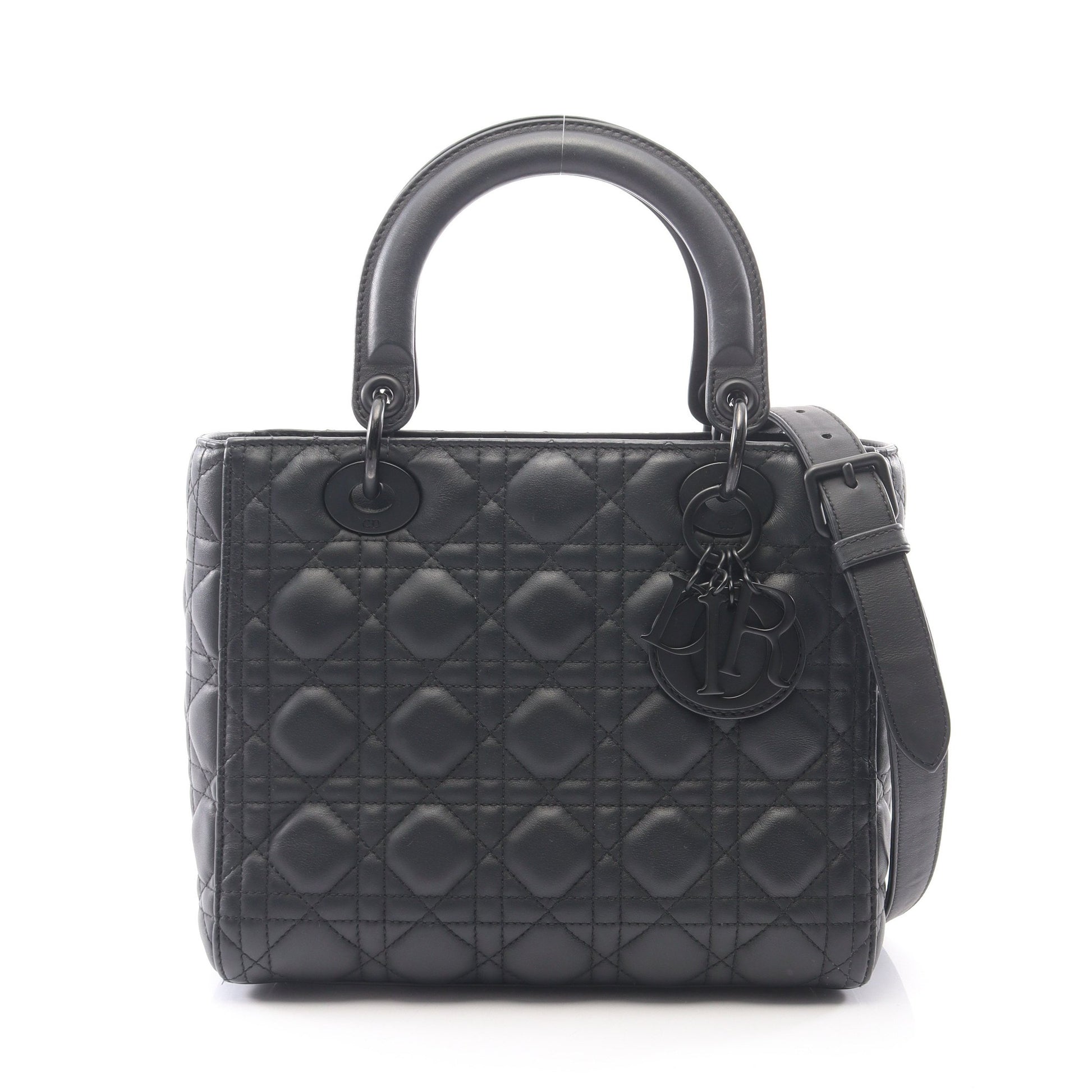 LADY DIOR レディディオール カナージュ 2WAY ハンドバッグ レザー ブラック クリスチャンディオール バッグ Christian Dior