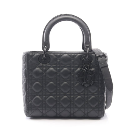 LADY DIOR レディディオール カナージュ 2WAY ハンドバッグ レザー ブラック クリスチャンディオール バッグ Christian Dior
