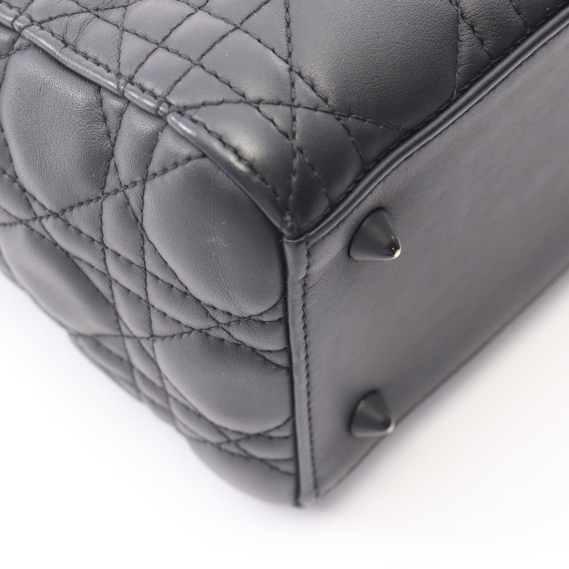 LADY DIOR レディディオール カナージュ 2WAY ハンドバッグ レザー ブラック クリスチャンディオール バッグ Christian Dior