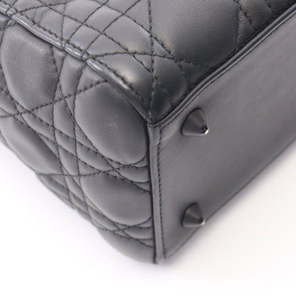 LADY DIOR レディディオール カナージュ 2WAY ハンドバッグ レザー ブラック クリスチャンディオール バッグ Christian Dior