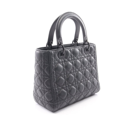 LADY DIOR レディディオール カナージュ 2WAY ハンドバッグ レザー ブラック クリスチャンディオール バッグ Christian Dior