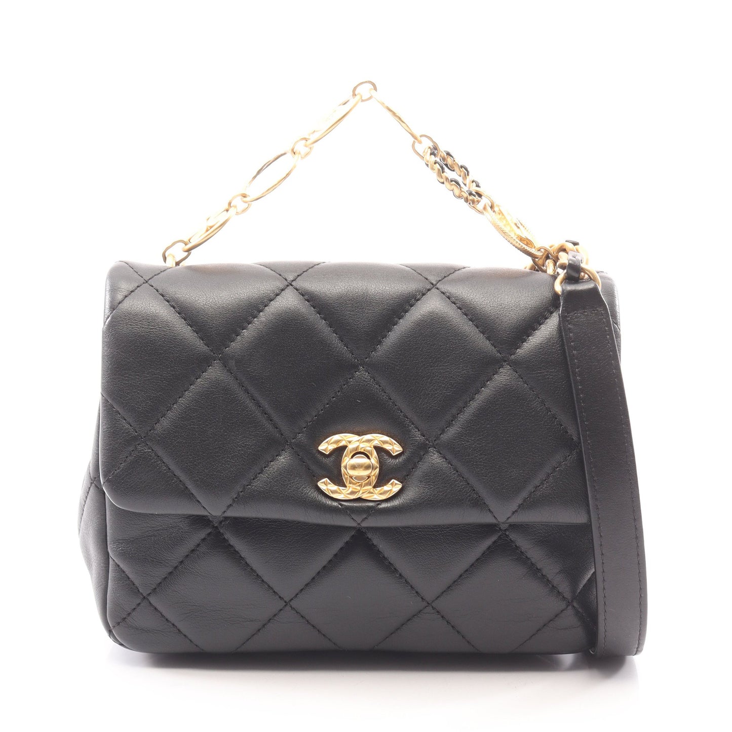 マトラッセ 2WAY チェーンショルダーバッグ ラムスキン ブラック ゴールド金具 シャネル バッグ CHANEL