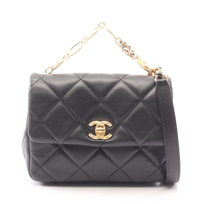 マトラッセ 2WAY チェーンショルダーバッグ ラムスキン ブラック ゴールド金具 シャネル バッグ CHANEL