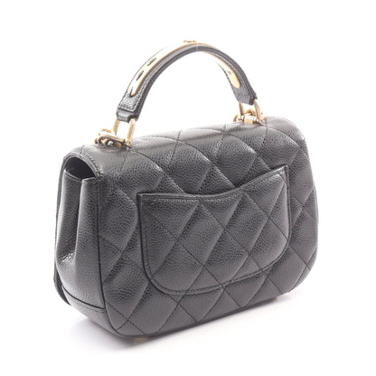 トップハンドル マトラッセ スモールフラップ 2WAY チェーンショルダーバッグ キャビアスキン ブラック ゴールド金具 シャネル バッグ CHANEL