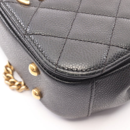 トップハンドル マトラッセ スモールフラップ 2WAY チェーンショルダーバッグ キャビアスキン ブラック ゴールド金具 シャネル バッグ CHANEL