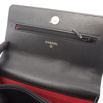 19 ディズヌフ コンビ金具 2WAY チェーンウォレット ラムスキン ブラック シャネル バッグ CHANEL