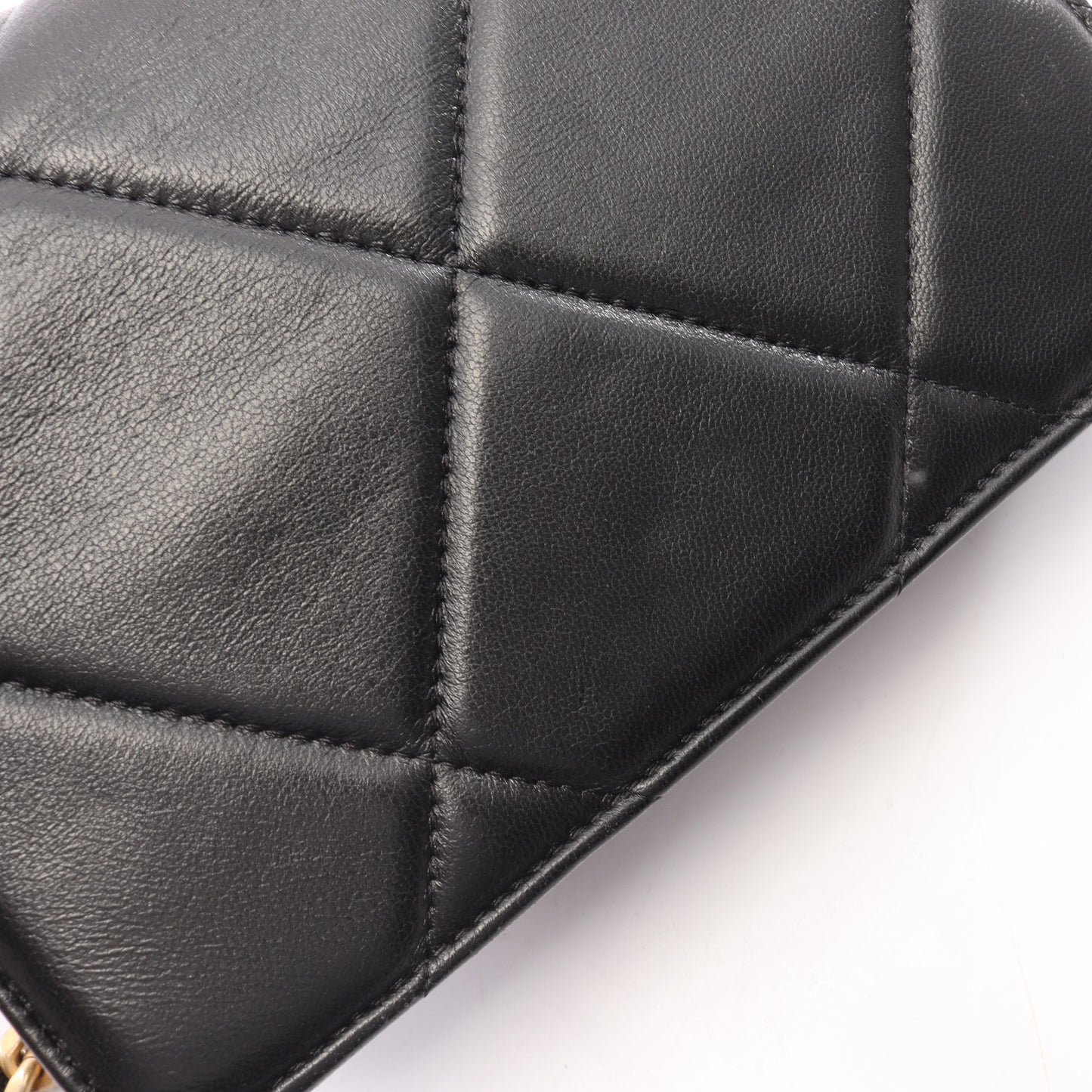 19 ディズヌフ コンビ金具 2WAY チェーンウォレット ラムスキン ブラック シャネル バッグ CHANEL