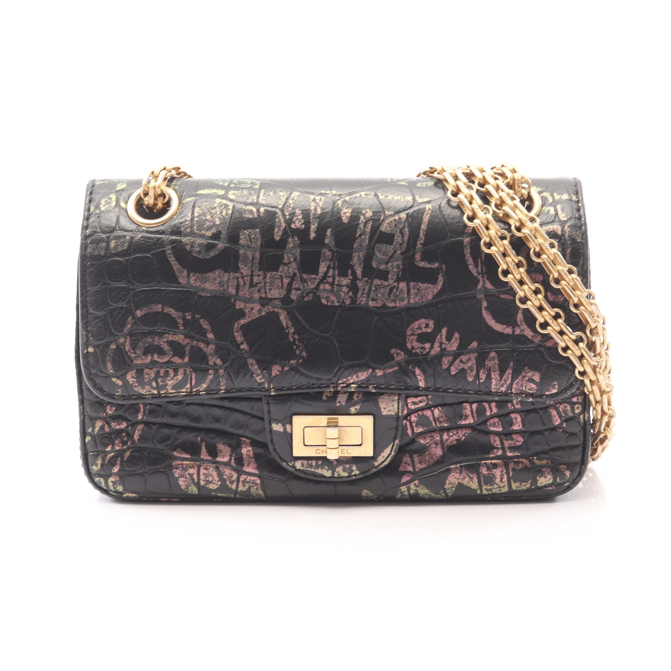 シャネル CHANEL 2.55 ショルダーバッグ バッグ レザー レディース ブラック系 / ゴールド系 【中古】 2.55 チェーンショルダーバッグ レザー ブラック ゴールド金具