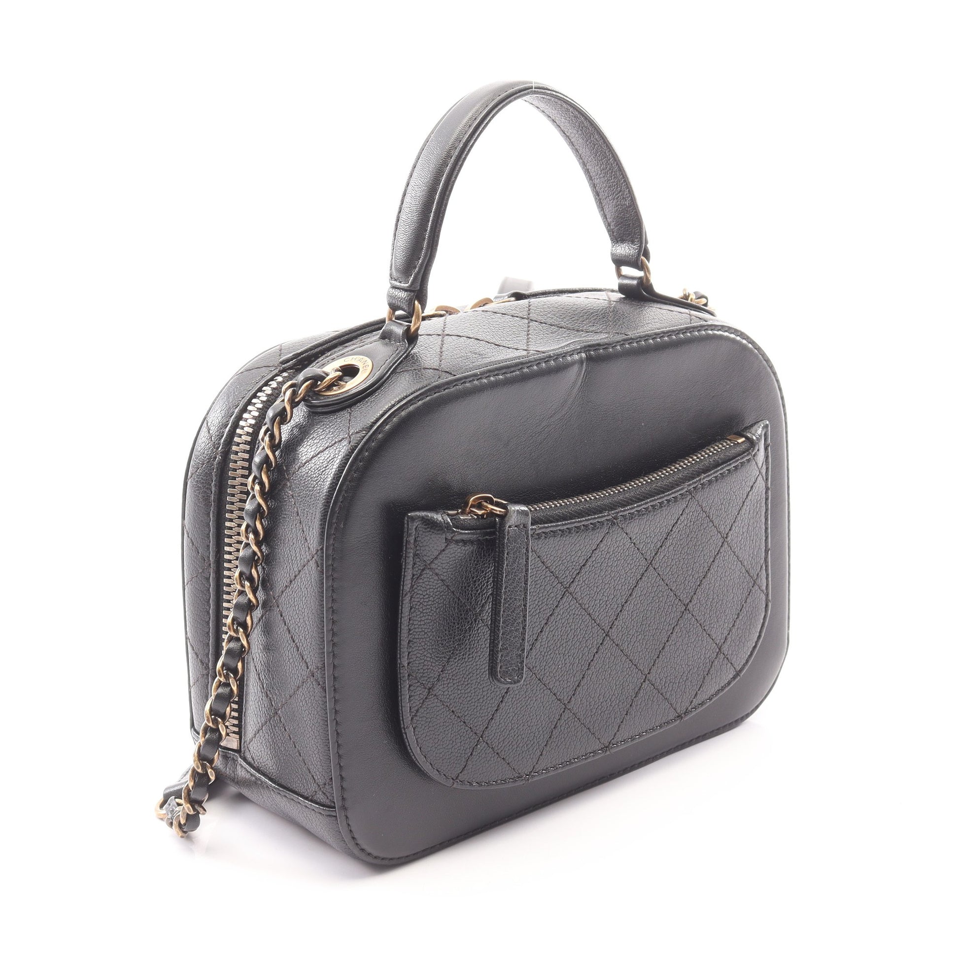 ココマーク 2WAY チェーンショルダーバッグ キャビアスキン ラムスキン ブラック ゴールド金具 シャネル バッグ CHANEL