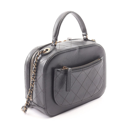 ココマーク 2WAY チェーンショルダーバッグ キャビアスキン ラムスキン ブラック ゴールド金具 シャネル バッグ CHANEL