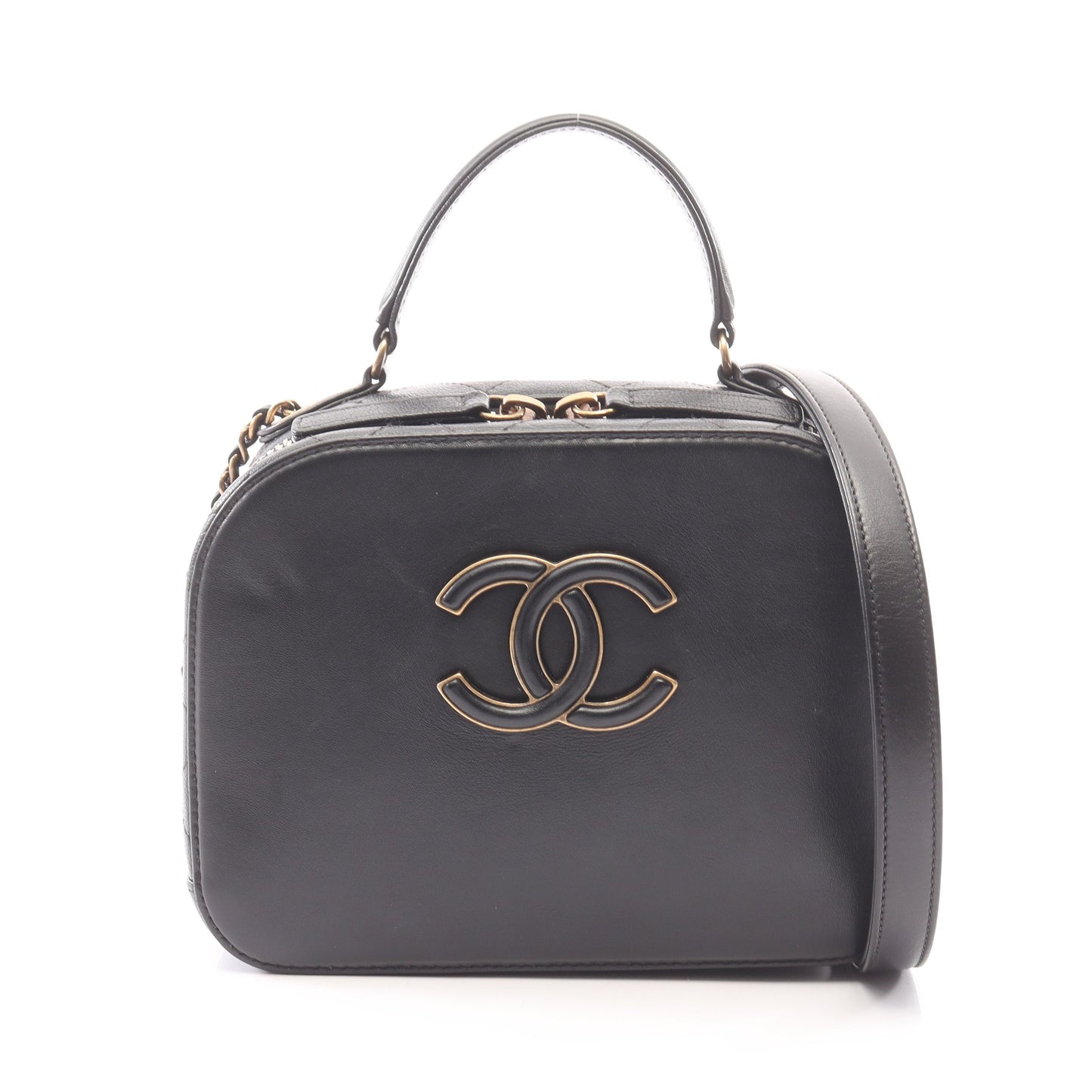 ココマーク 2WAY チェーンショルダーバッグ キャビアスキン ラムスキン ブラック ゴールド金具 シャネル バッグ CHANEL