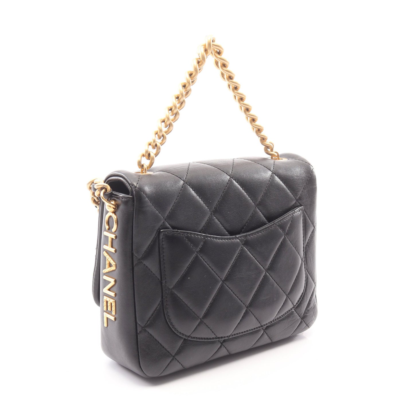 マトラッセ 2WAY チェーンショルダーバッグ ラムスキン ブラック ゴールド金具 シャネル バッグ CHANEL