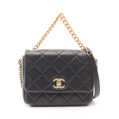 マトラッセ 2WAY チェーンショルダーバッグ ラムスキン ブラック ゴールド金具 シャネル バッグ CHANEL