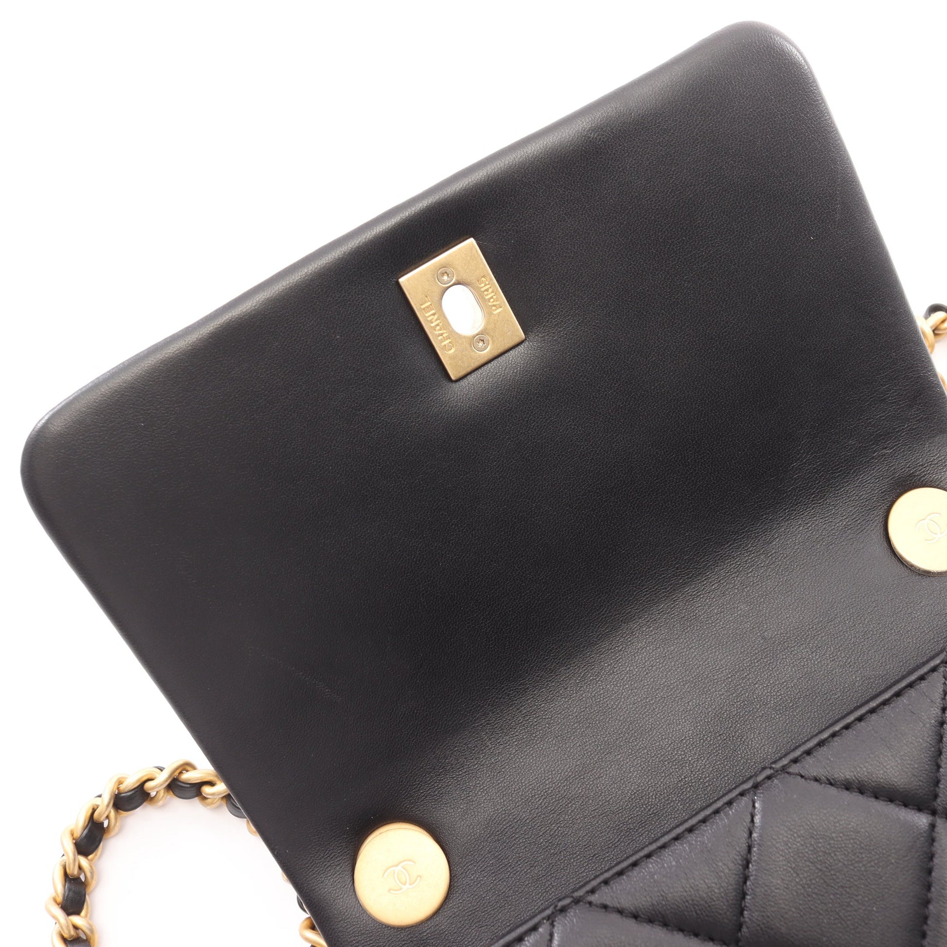 マトラッセ 2WAY チェーンショルダーバッグ ラムスキン ブラック ゴールド金具 シャネル バッグ CHANEL