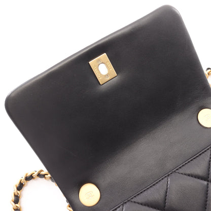 マトラッセ 2WAY チェーンショルダーバッグ ラムスキン ブラック ゴールド金具 シャネル バッグ CHANEL