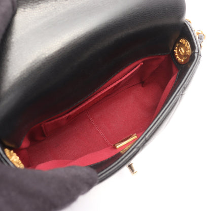 マトラッセ ミニフラップ チェーンショルダーバッグ キャビアスキン ブラック ゴールド金具 シャネル バッグ CHANEL