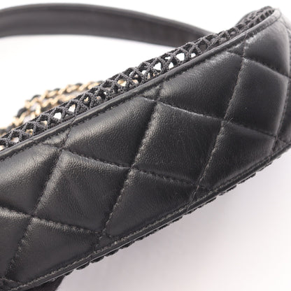 ココマーク ポーチ付き 2WAY ハンドバッグ メッシュ ラムスキン ブラック ゴールド金具 シャネル バッグ CHANEL