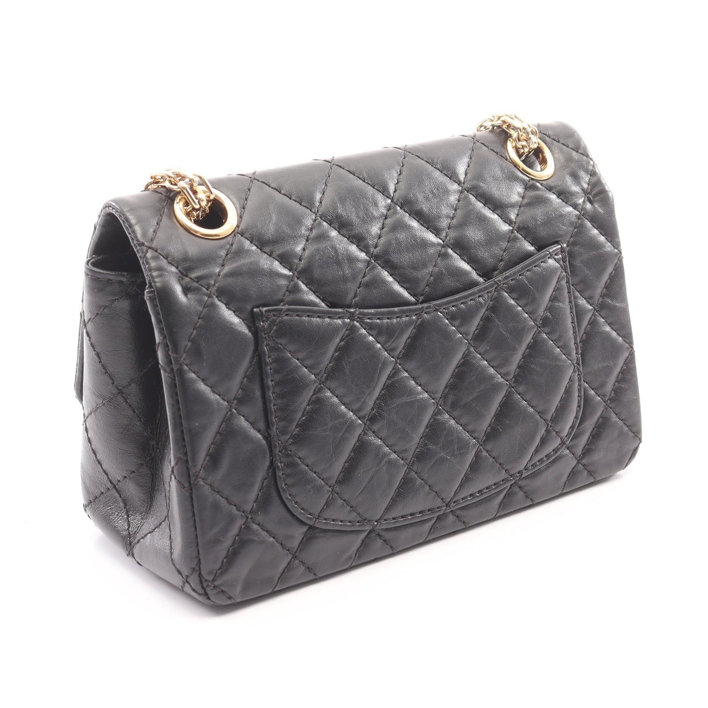 2.55 ミニマトラッセ Wチェーンショルダーバッグ レザー ブラック ゴールド金具 シャネル バッグ CHANEL