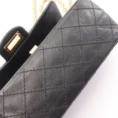 2.55 ミニマトラッセ Wチェーンショルダーバッグ レザー ブラック ゴールド金具 シャネル バッグ CHANEL