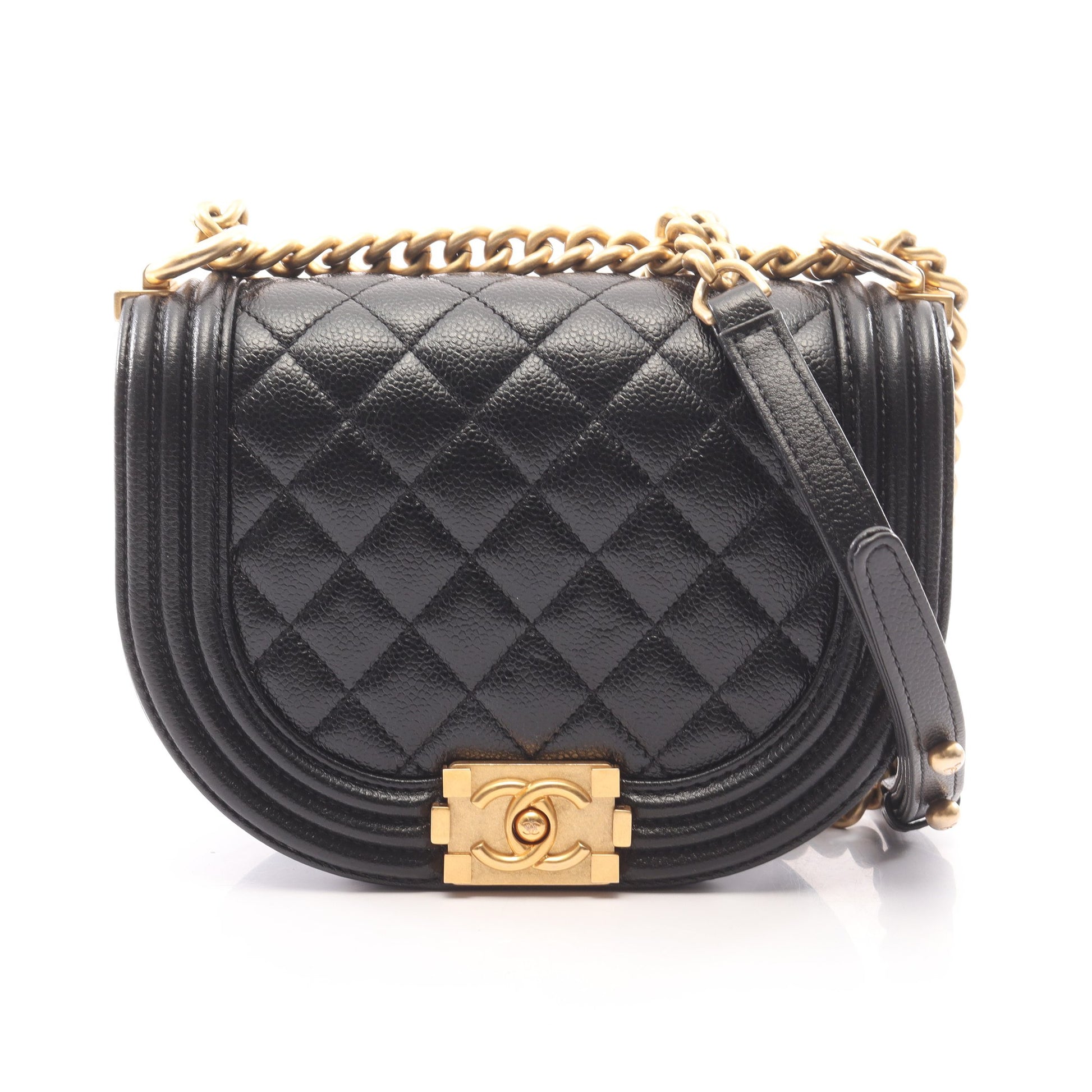 ボーイシャネル スモール チェーンショルダーバッグ キャビアスキン ブラック ゴールド金具 シャネル バッグ CHANEL