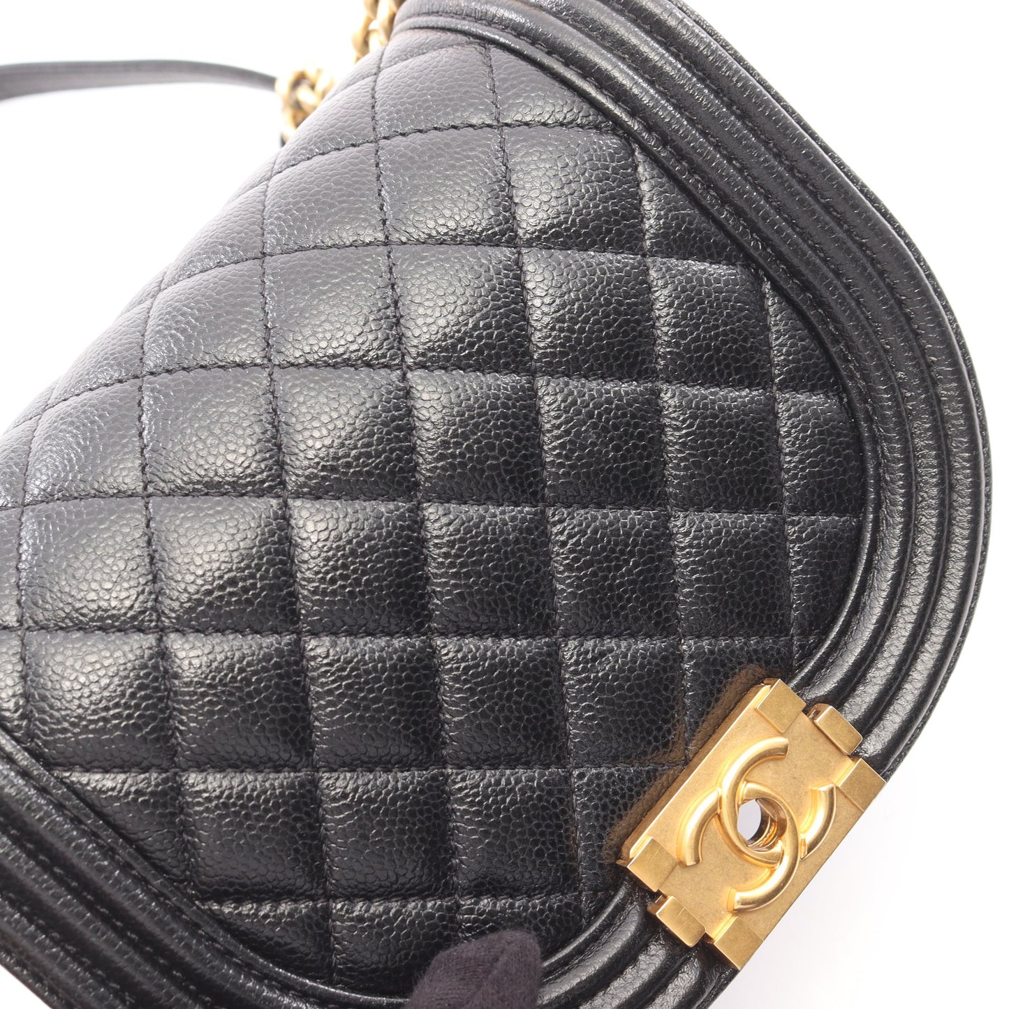 ボーイシャネル スモール チェーンショルダーバッグ キャビアスキン ブラック ゴールド金具 シャネル バッグ CHANEL